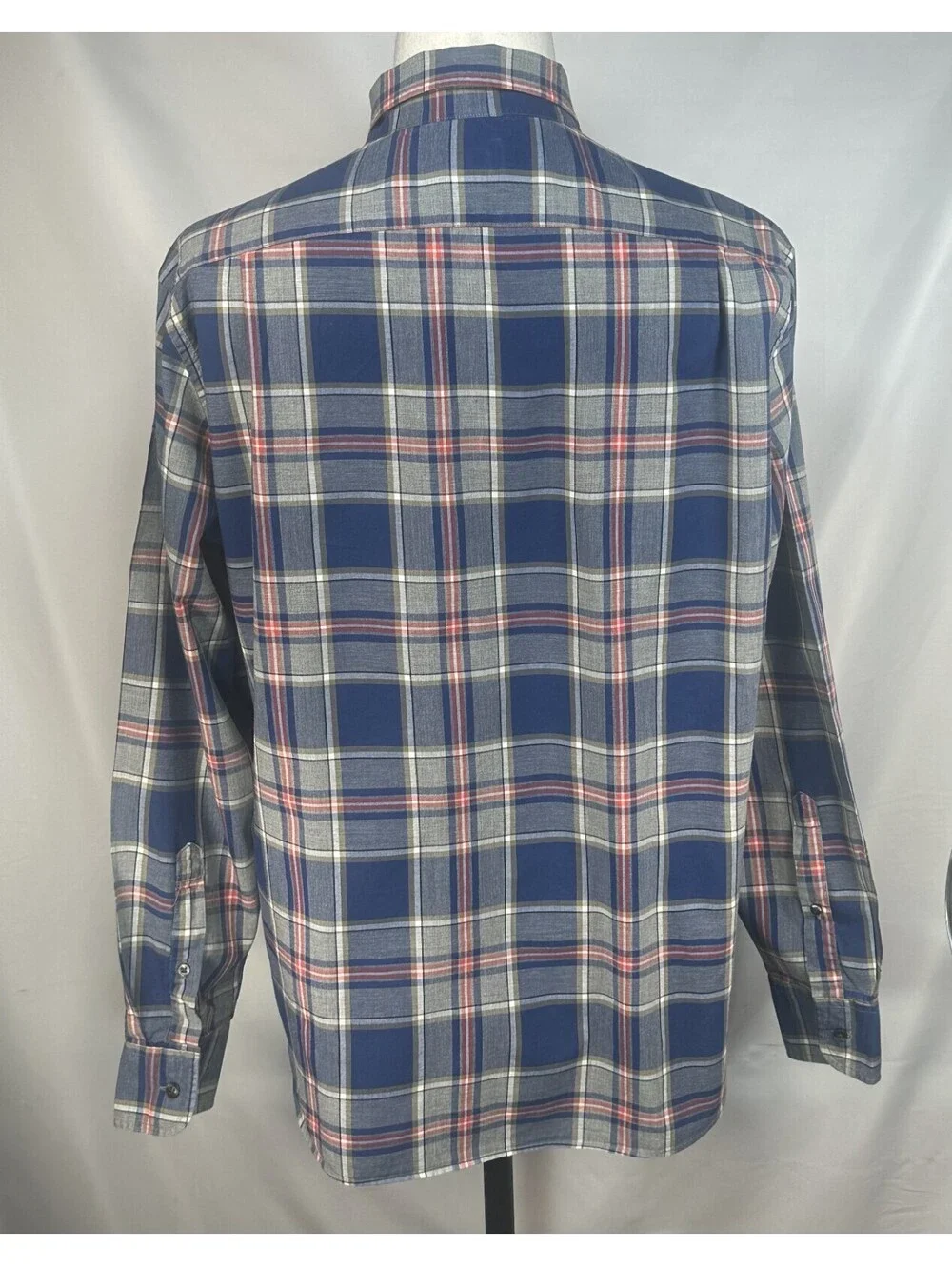J Crew Plaid Oxford Long Sleeve Button Up Blue Mens L